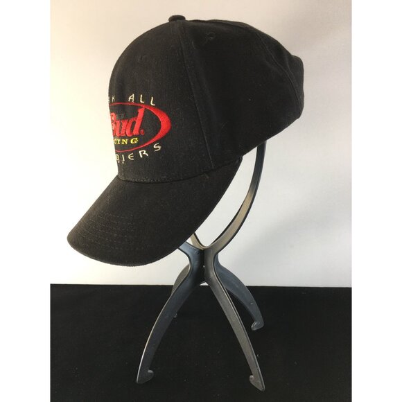 Vtg Anheuser-Busch Bud Racing Break All Barriers Baseball Cap Black Adjustable - Picture 2 of 11
